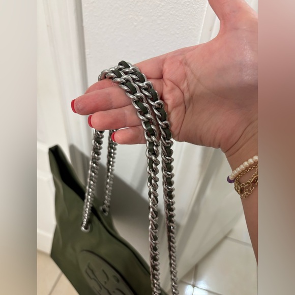 Tory Burch Olive Green Tote with Chain Straps - Picture 5 of 6